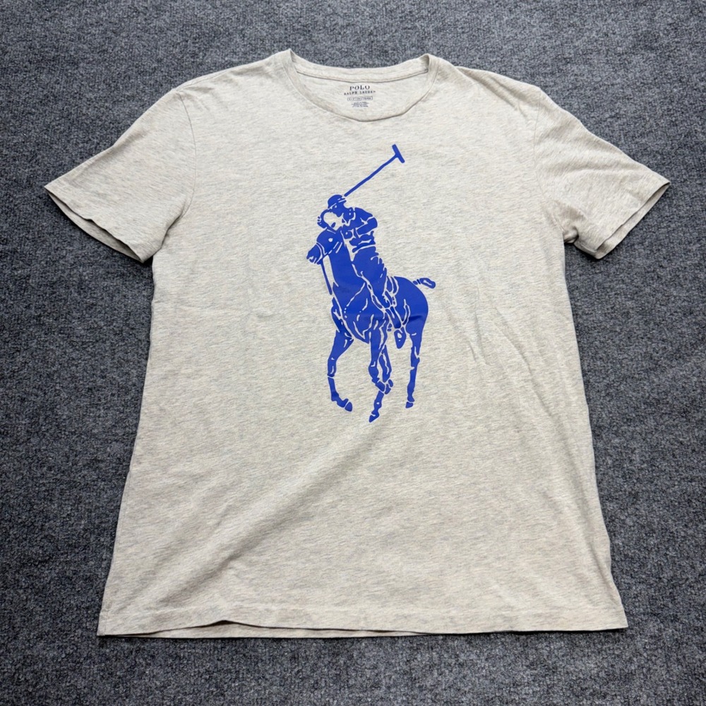 Polo Ralph Lauren Mens Small Gray Blue Big Pony Logo Cotton T-Shirt Peru